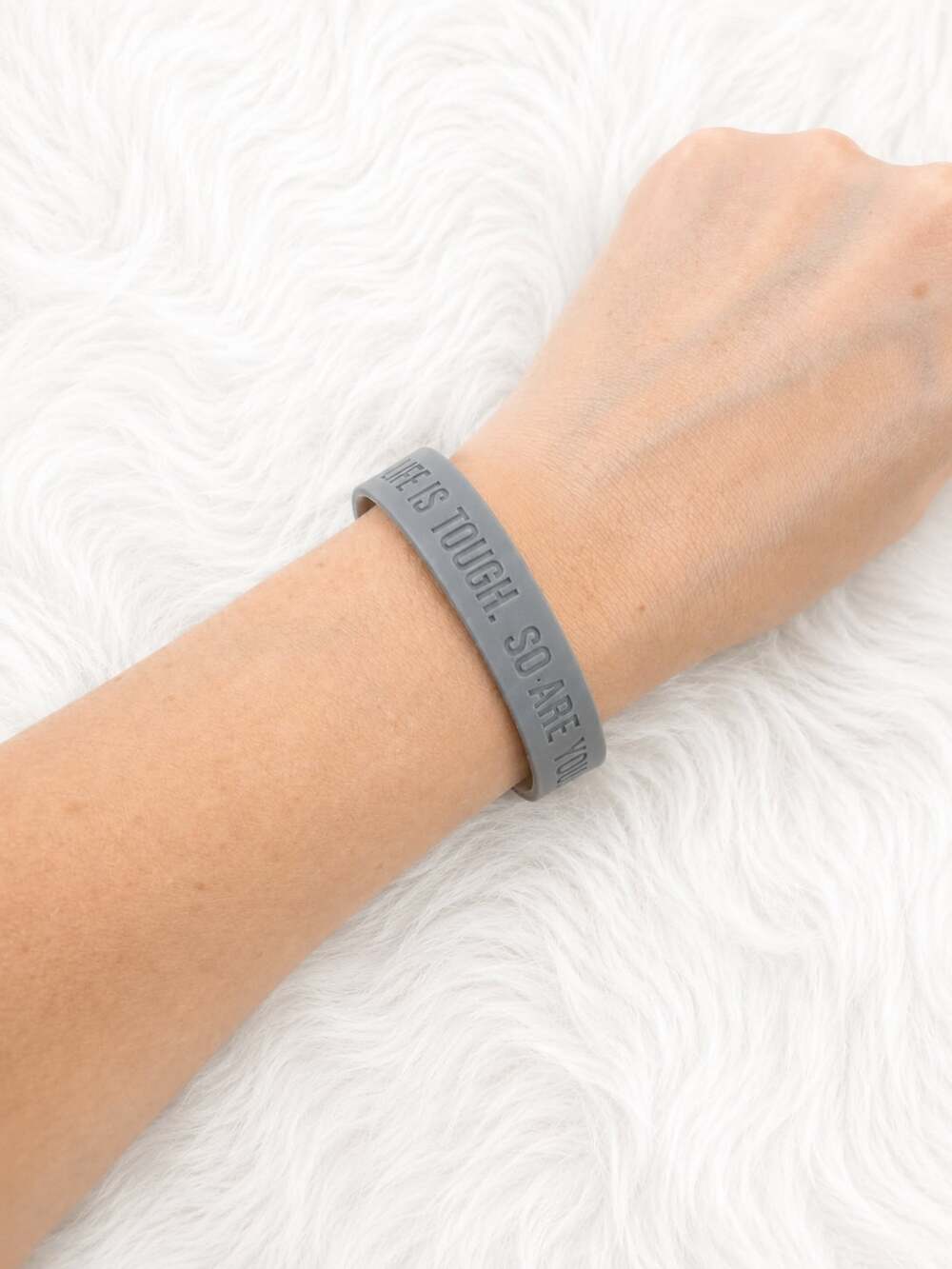Paparazzi Life is Tough Grey Silicone Snap Bracelet